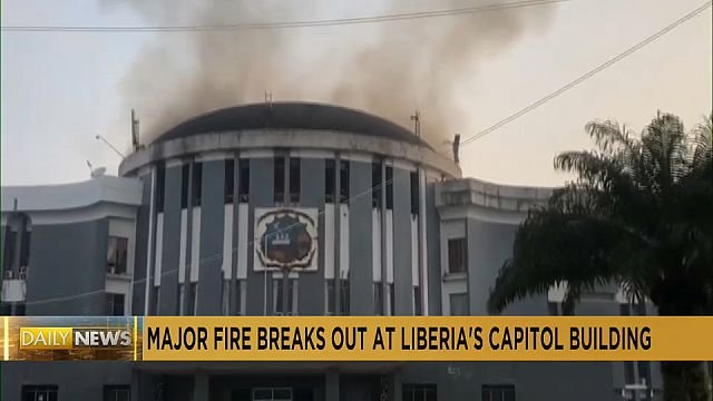 Liberia’s parliament building catches fire as protests enter a second day