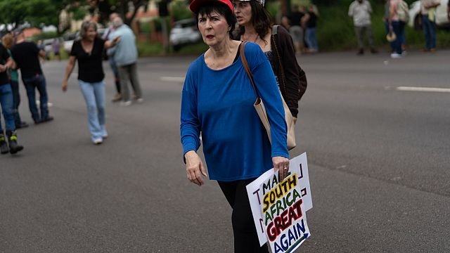 White South Africans rally at U.S. embassy in support of Trump