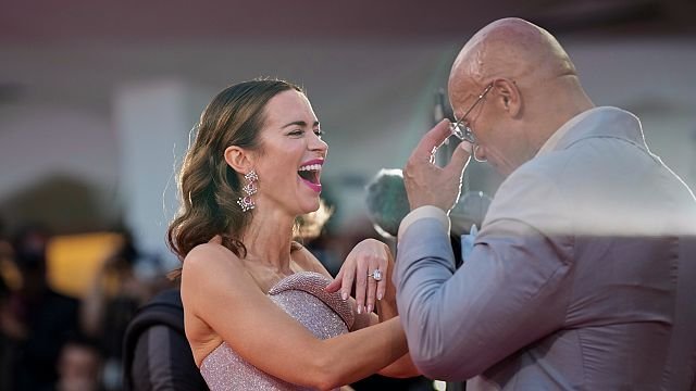 Dwayne Johnson and Emily Blunt walk the red carpet in Venice for ‘The Smashing Machine’