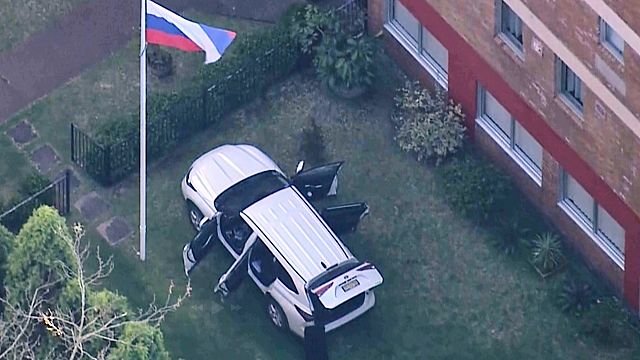 Man arrested after driving SUV through Russian Consulate gates in Sydney