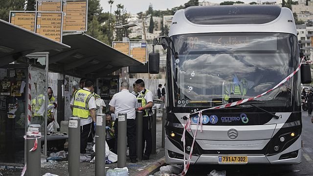The site of the Jerusalem shooting that left six dead