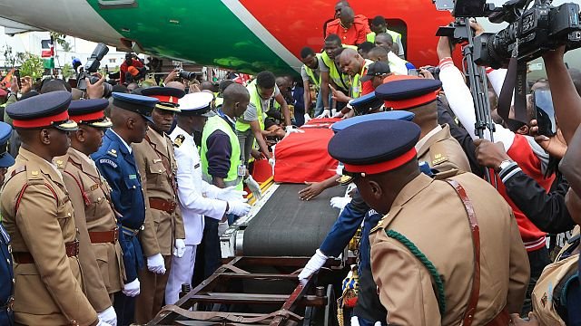 Raila Odinga’s body arrival at JKIA draws thousands of mourners
