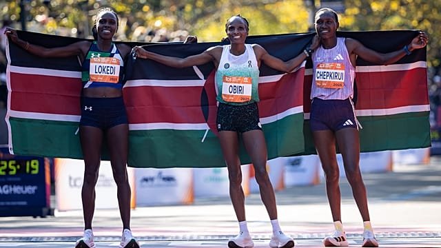 Obiri breaks NYC marathon record as Kipruto wins closest finish