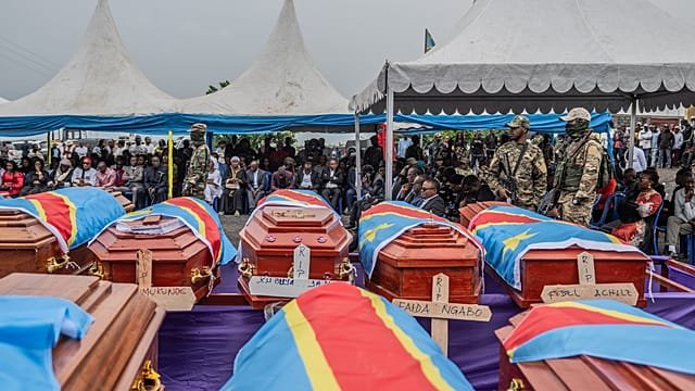 Rebel group holds funeral for victims of drone strike in eastern DR Congo