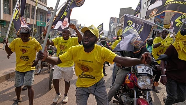 Supporters of Uganda’s Yoweri Musseveni celebrate as secures seventh term in office