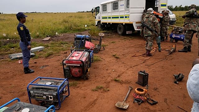 South African soldiers dismantle illegal mining activities near Johannesburg