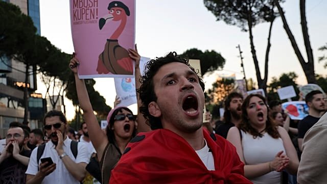 Albania: thousands rally on 12th day of protests against Trump-linked resort