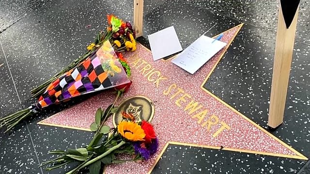 US: flowers laid at Patrick Stewart’s Hollywood star after his death